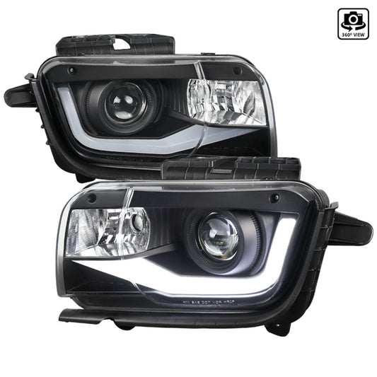 2010-2013 Camaro 6th Gen Style Headlights w/ LED Light Bar