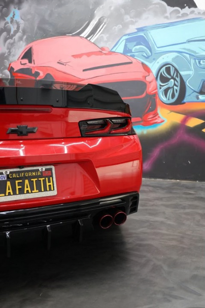 2016-2018 CHEVY CAMARO VELOX LED TAILLIGHTS GLOSS BLACK/RED LENS
