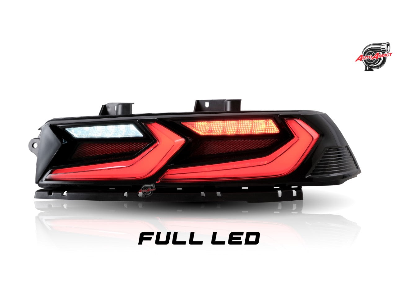 2014-2015 CHEVY CAMARO VELOX LED TAILLIGHTS GLOSS BLACK/RED LENS