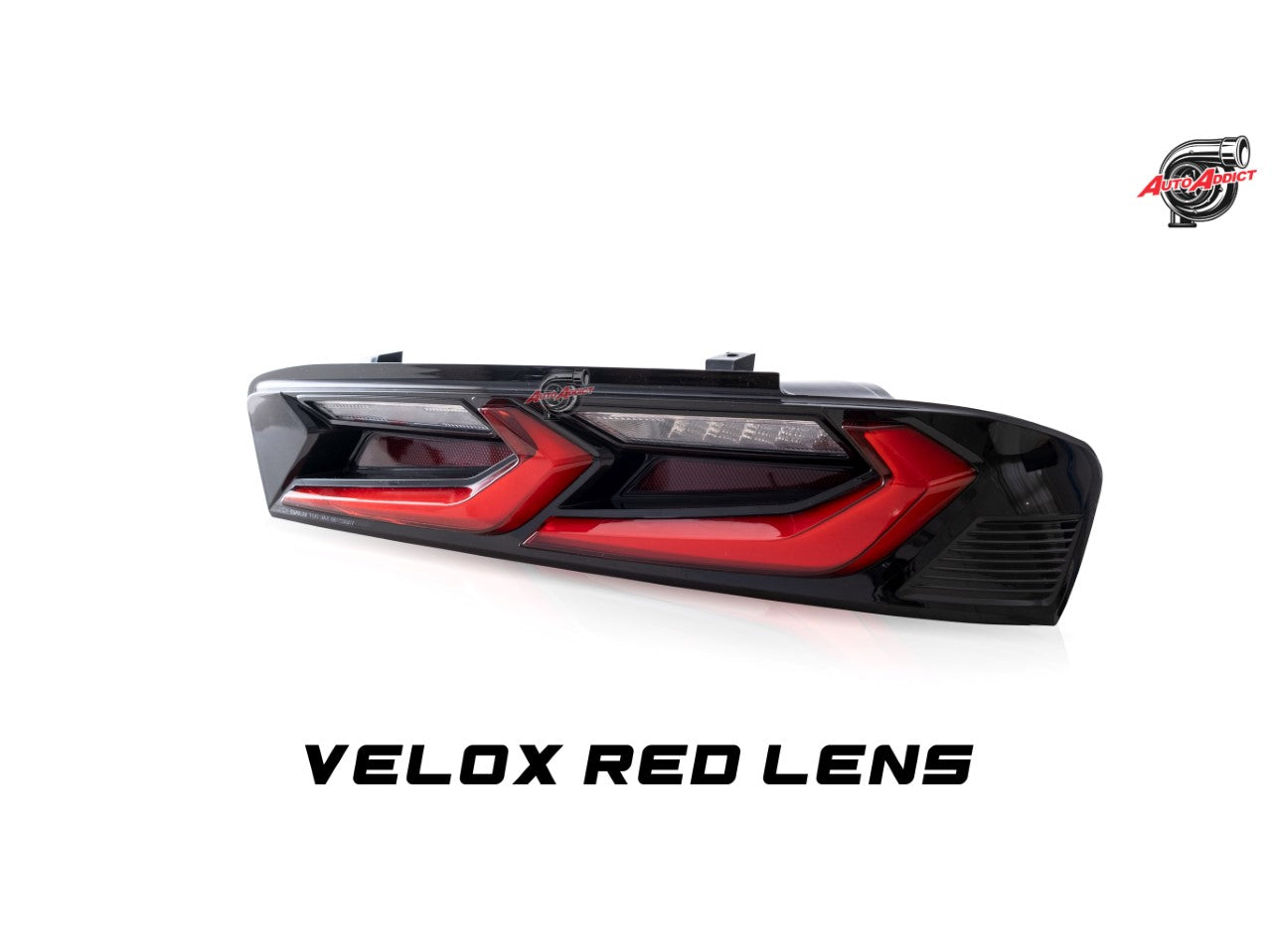 2016-2018 CHEVY CAMARO VELOX LED TAILLIGHTS GLOSS BLACK/RED LENS